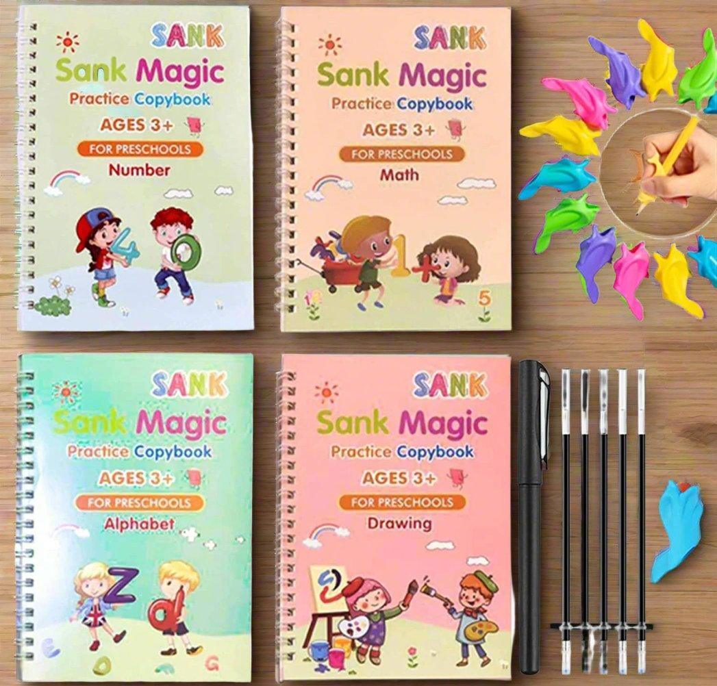 Sank Magic Calligraphy Practice Book Set for Kids | Pack Of 4 Books | Kids learning writing & calligraphy