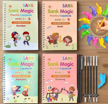 Sank Magic Calligraphy Practice Book Set for Kids | Pack Of 4 Books | Kids learning writing & calligraphy
