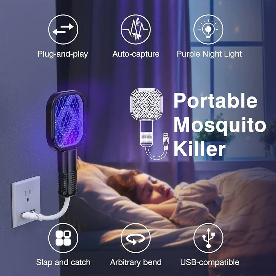 Portable Electric Mosquito Killer Racket – USB Charging. Kill Mosquitoes Instantly – Anytime, Anywhere ⚡
