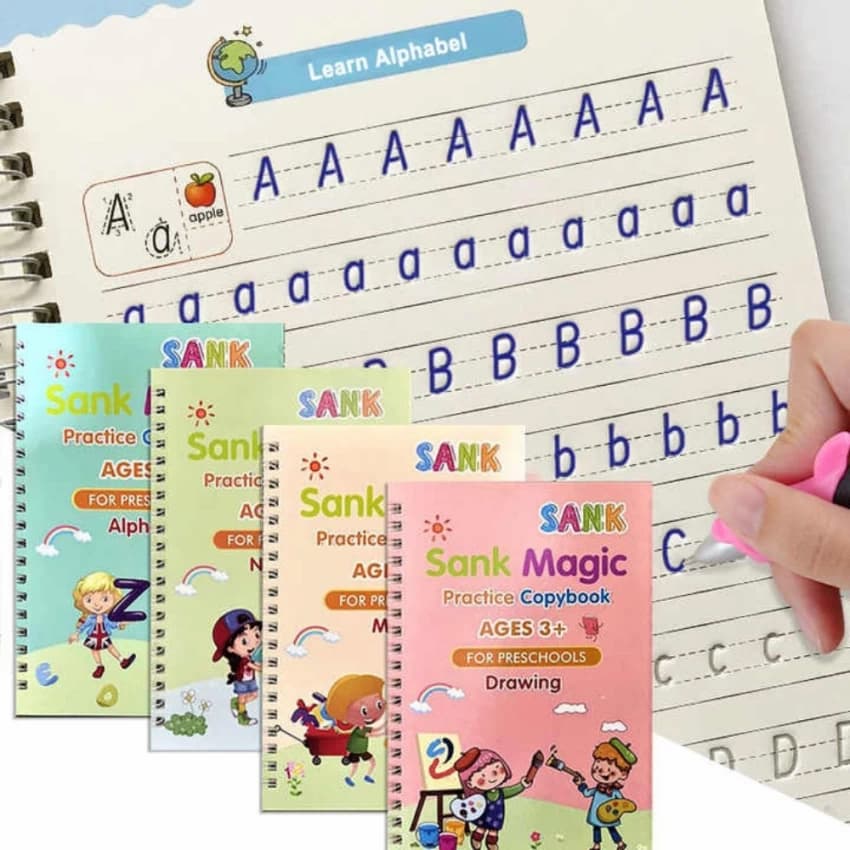 Sank Magic Calligraphy Practice Book Set for Kids | Pack Of 4 Books | Kids learning writing & calligraphy
