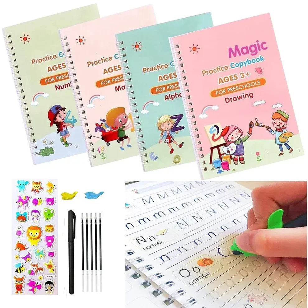 Sank Magic Calligraphy Practice Book Set for Kids | Pack Of 4 Books | Kids learning writing & calligraphy